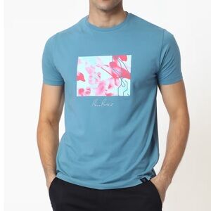 Rare Rabbit Indian Fashion Blue Banday Smart Logo Graphic Tee